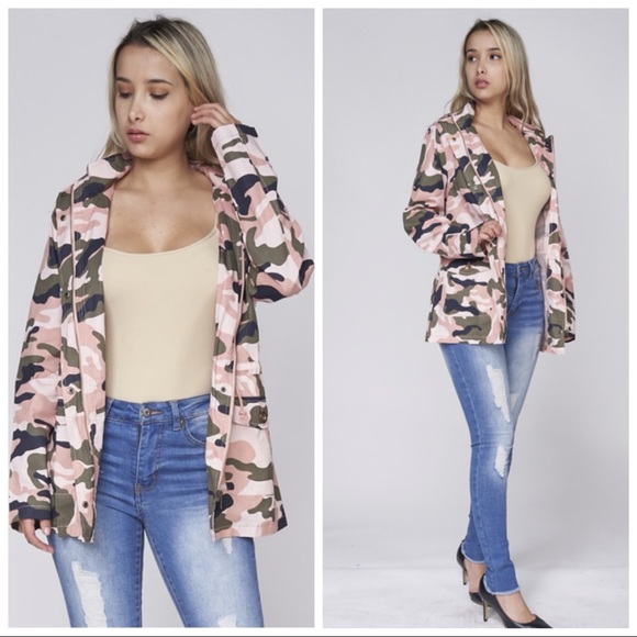 ❤️LAST NEW S Pink Camo Hooded Zip Up Jacket - Picture 3 of 12